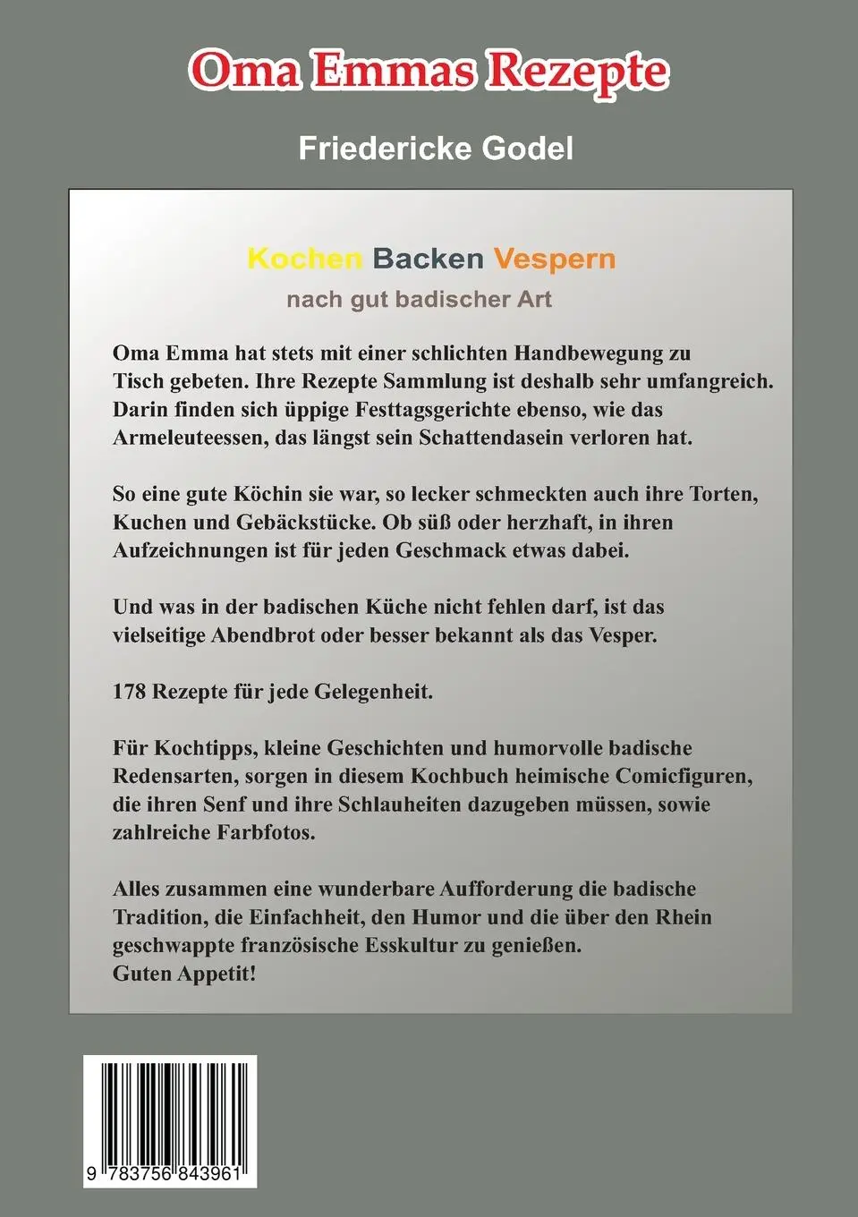 Rückseite: 9783756843961 | Oma Emmas Rezepte | Kochen Backen Vespern nach gut badischer Art