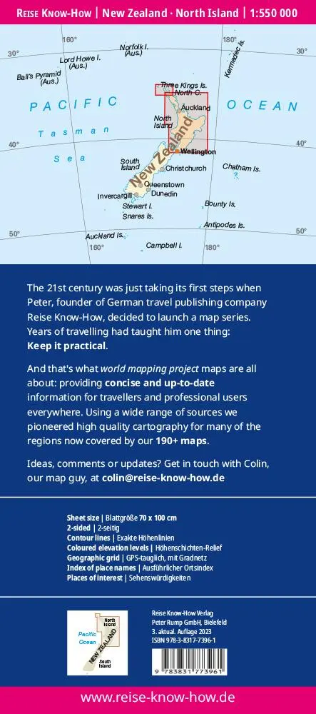 Rückseite: 9783831773961 | Reise Know-How Landkarte Neuseeland, Nordinsel / New Zealand, North...