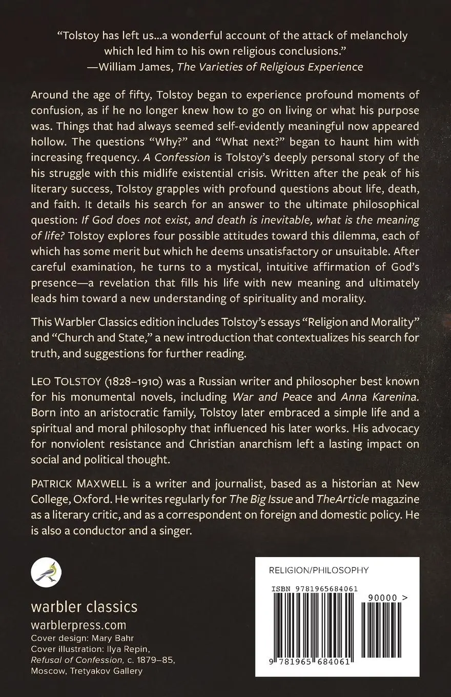 Rückseite: 9781965684061 | A Confession (Warbler Classics Annotated Edition) | Leo Tolstoy | Buch