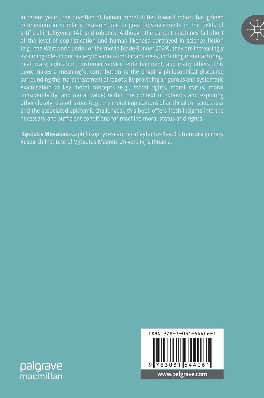 Rückseite: 9783031644061 | Rights for Intelligent Robots? | K¿stutis Mosakas | Buch | x | 2024