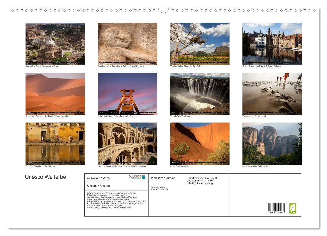 Bild: 9783516224061 | Unesco Welterbe (Wandkalender 2026 DIN A2 quer), CALVENDO...