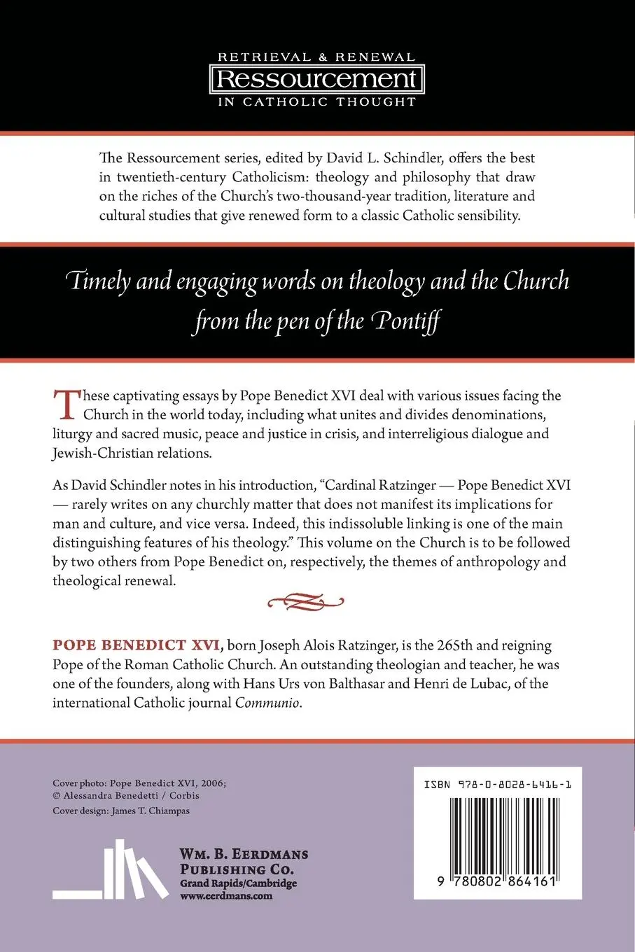 Rückseite: 9780802864161 | Joseph Ratzinger in Communio | Vol. 1, The Unity of the Church | Xvi