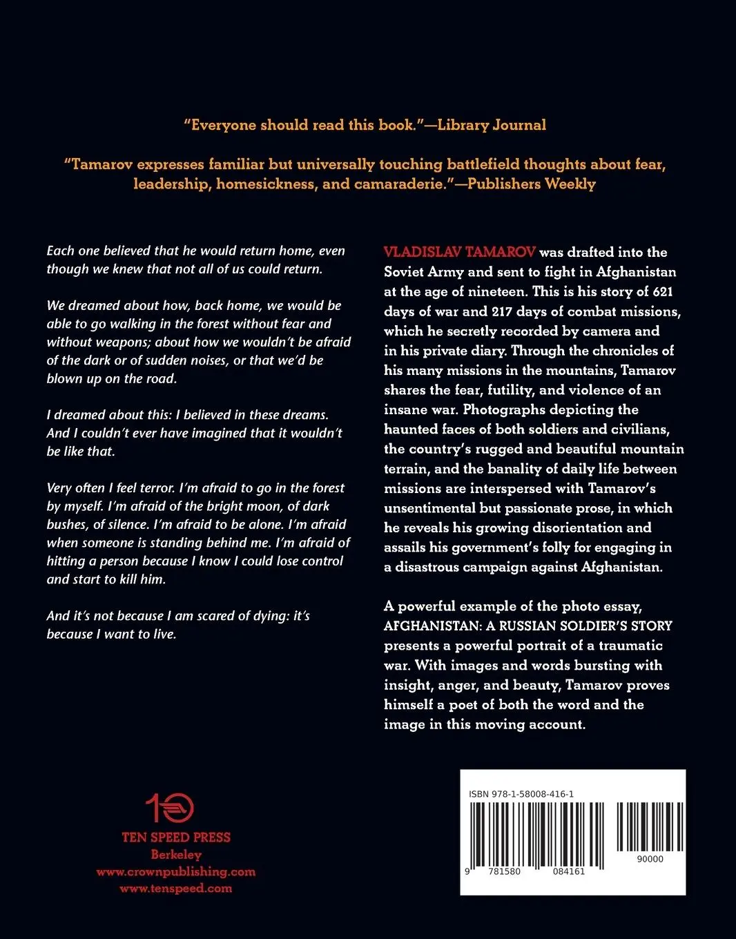 Rückseite: 9781580084161 | Afghanistan | A Russian Soldier's Story | Vladislav Tamarov | Buch