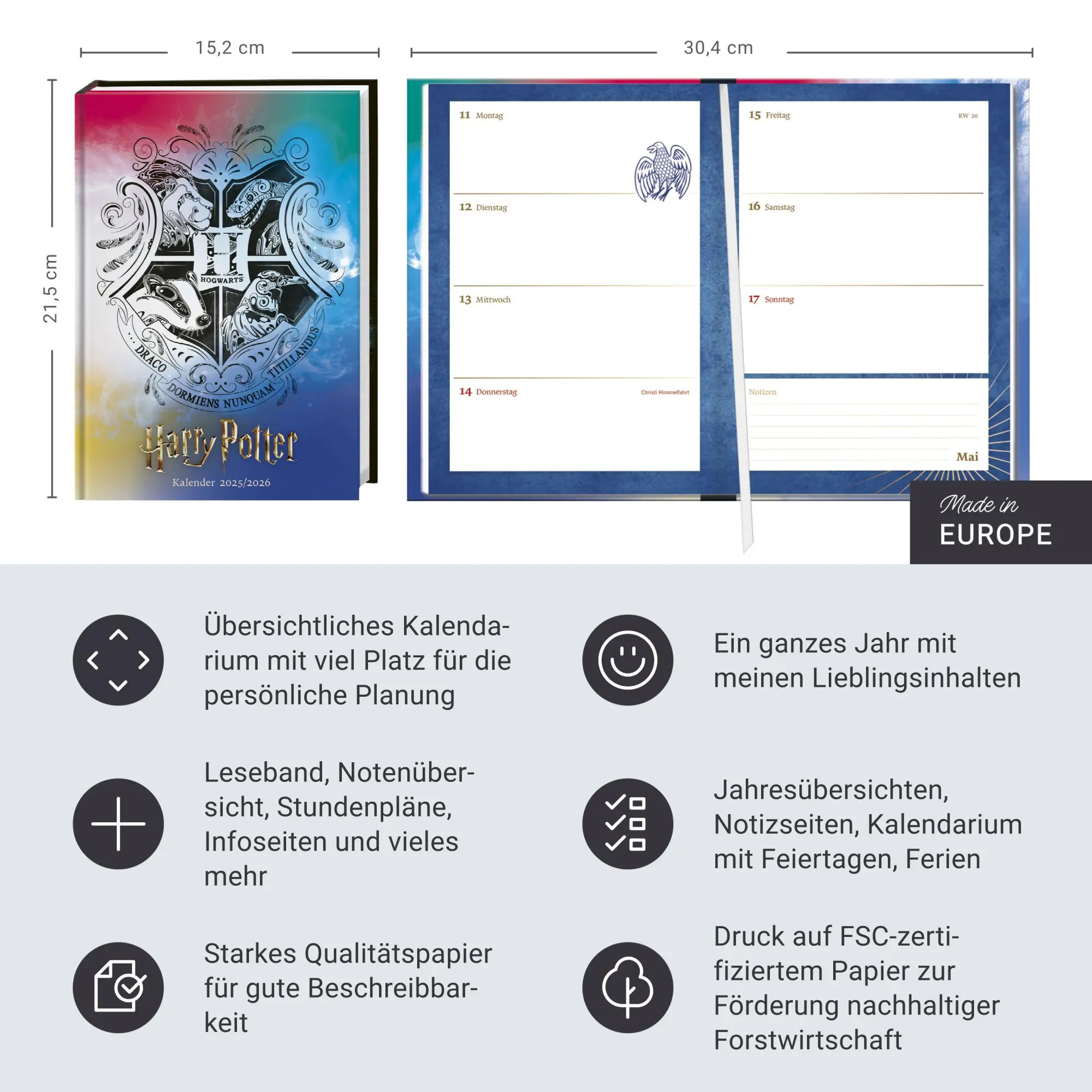 Bild: 9783756414161 | Harry Potter Hogwarts Schülerkalender A5 2026 - 17 Monate ab August...
