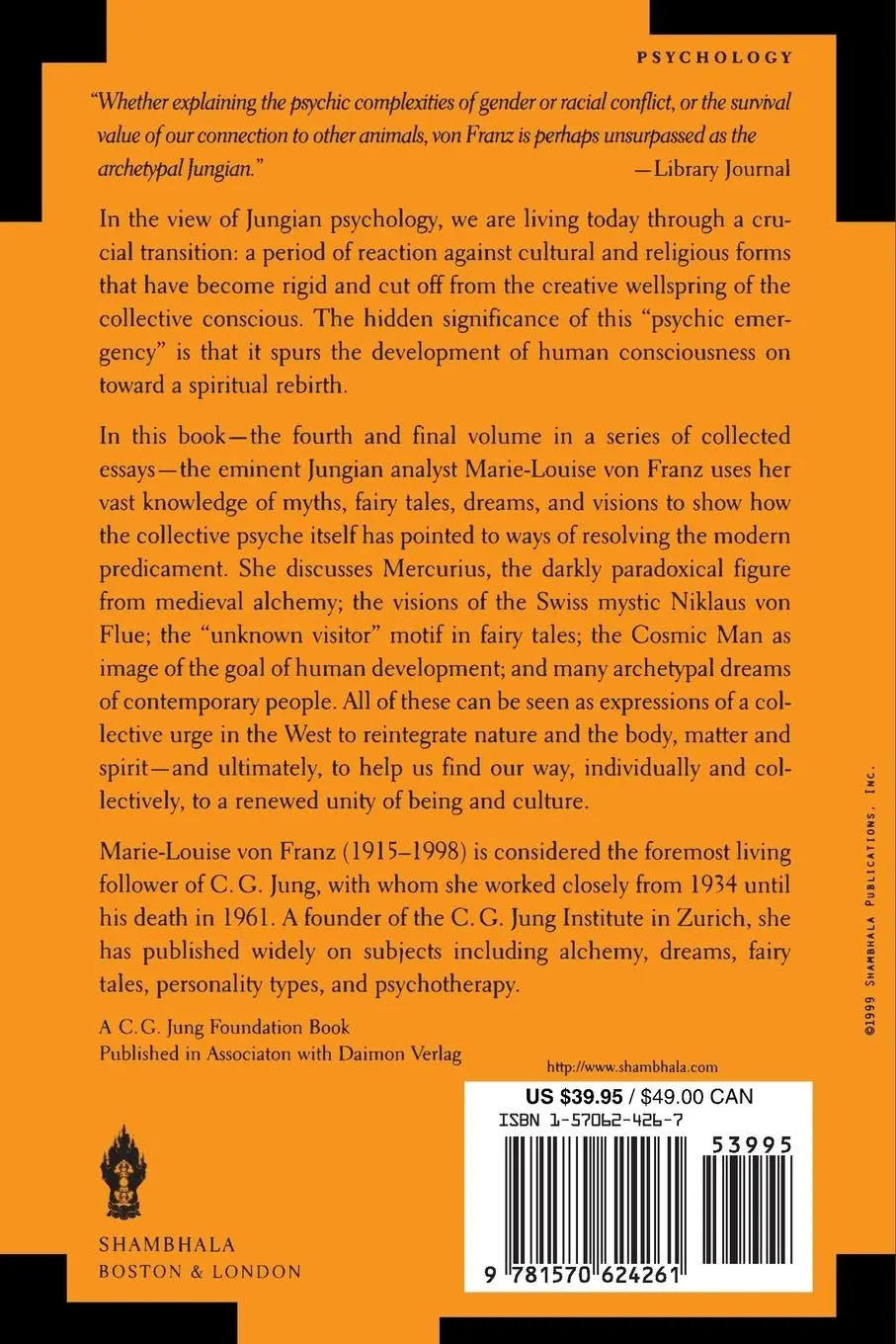 Rückseite: 9781570624261 | Archetypal Dimensions of the Psyche | Marie-Louise Von Franz | Buch