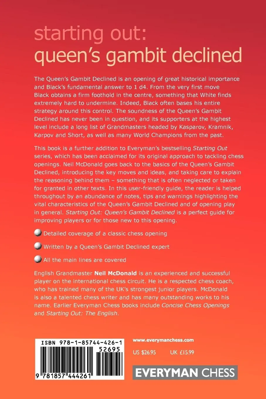 Rückseite: 9781857444261 | Starting Out | Queen's Gambit Declined | Neil Mcdonald | Taschenbuch