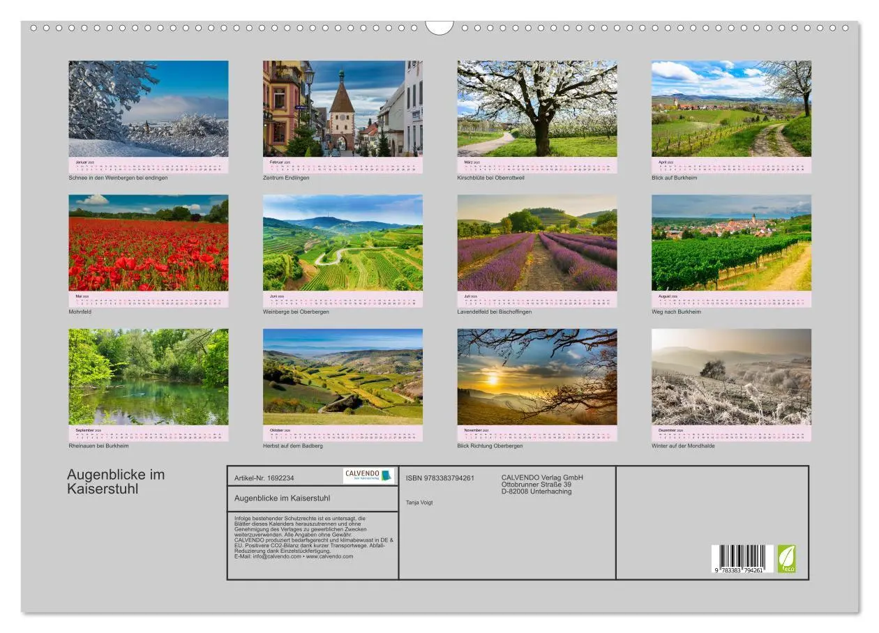 Bild: 9783383794261 | Augenblicke im Kaiserstuhl (Wandkalender 2025 DIN A2 quer),...