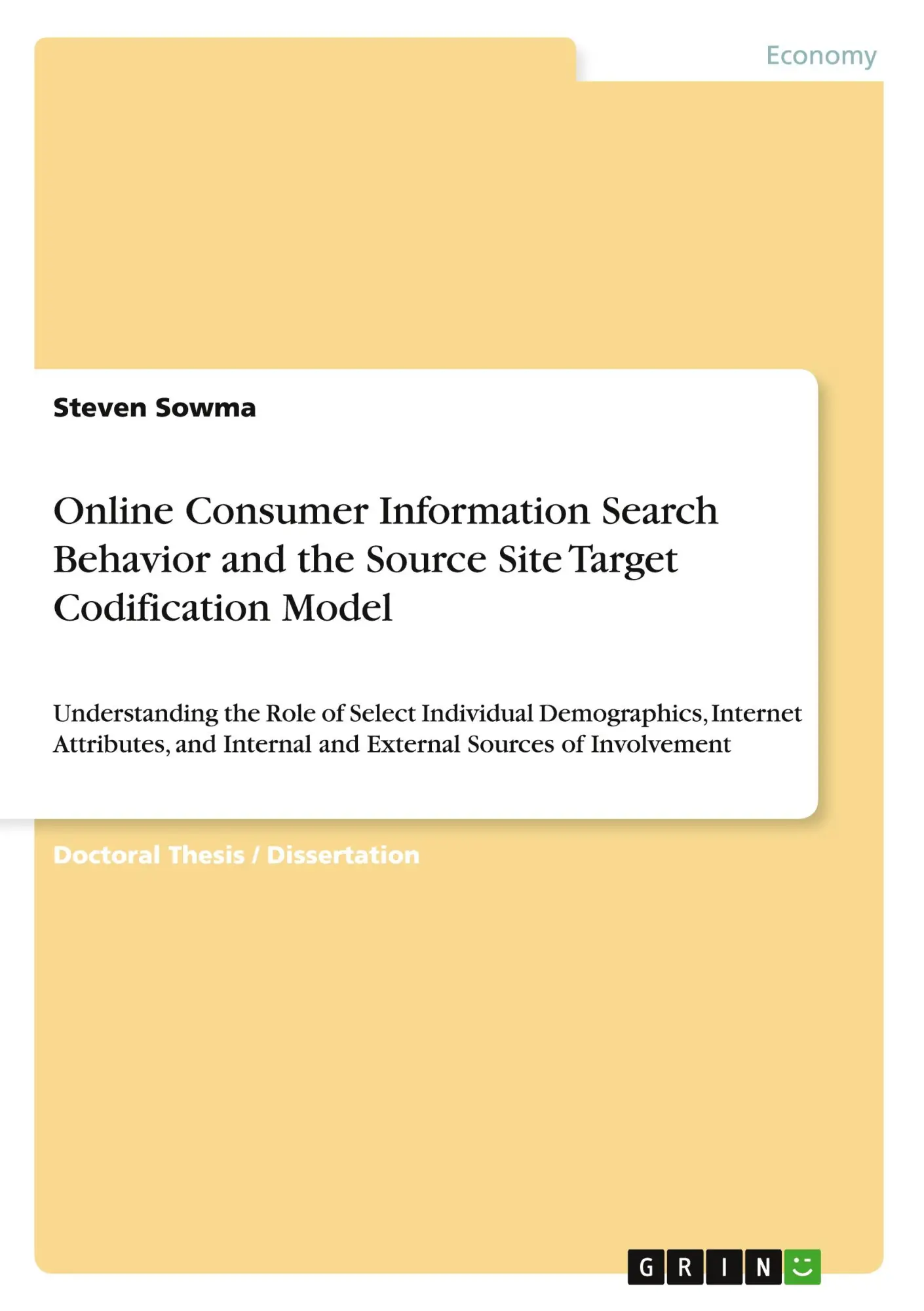 Online Consumer Information Search Behavior and the Source Site Target Codification Model