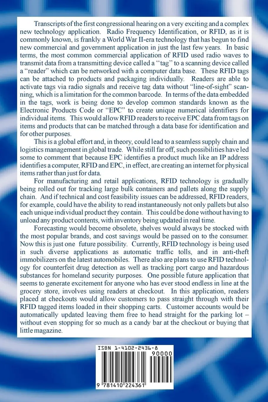 Rückseite: 9781410224361 | RFID Technology | Committee on Energy and Commerce (u. a.) | Buch