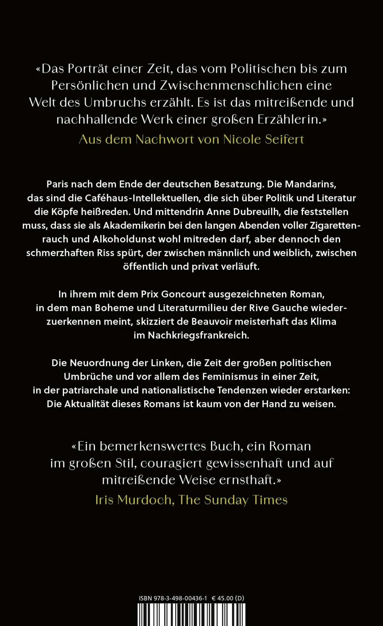 Rückseite: 9783498004361 | Die Mandarins von Paris | Simone de Beauvoir | Buch | 1024 S. | 2024