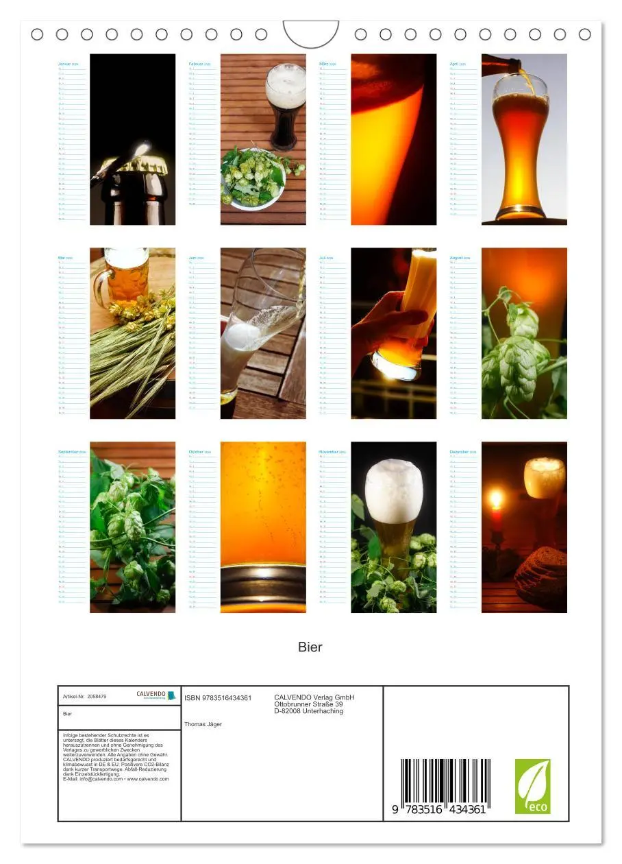 Bild: 9783516434361 | Bier (Wandkalender 2026 DIN A4 hoch), CALVENDO Monatskalender | Jäger