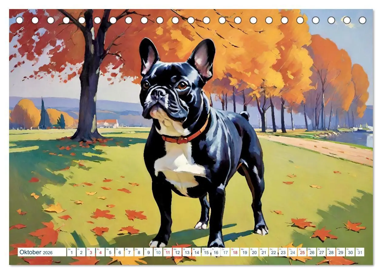 Bild: 9783457264461 | Frenchies (Tischkalender 2026 DIN A5 quer), CALVENDO Monatskalender