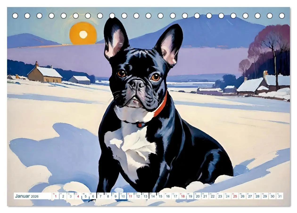 Bild: 9783457264461 | Frenchies (Tischkalender 2026 DIN A5 quer), CALVENDO Monatskalender