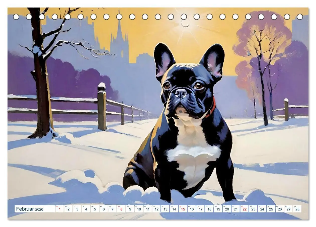 Bild: 9783457264461 | Frenchies (Tischkalender 2026 DIN A5 quer), CALVENDO Monatskalender