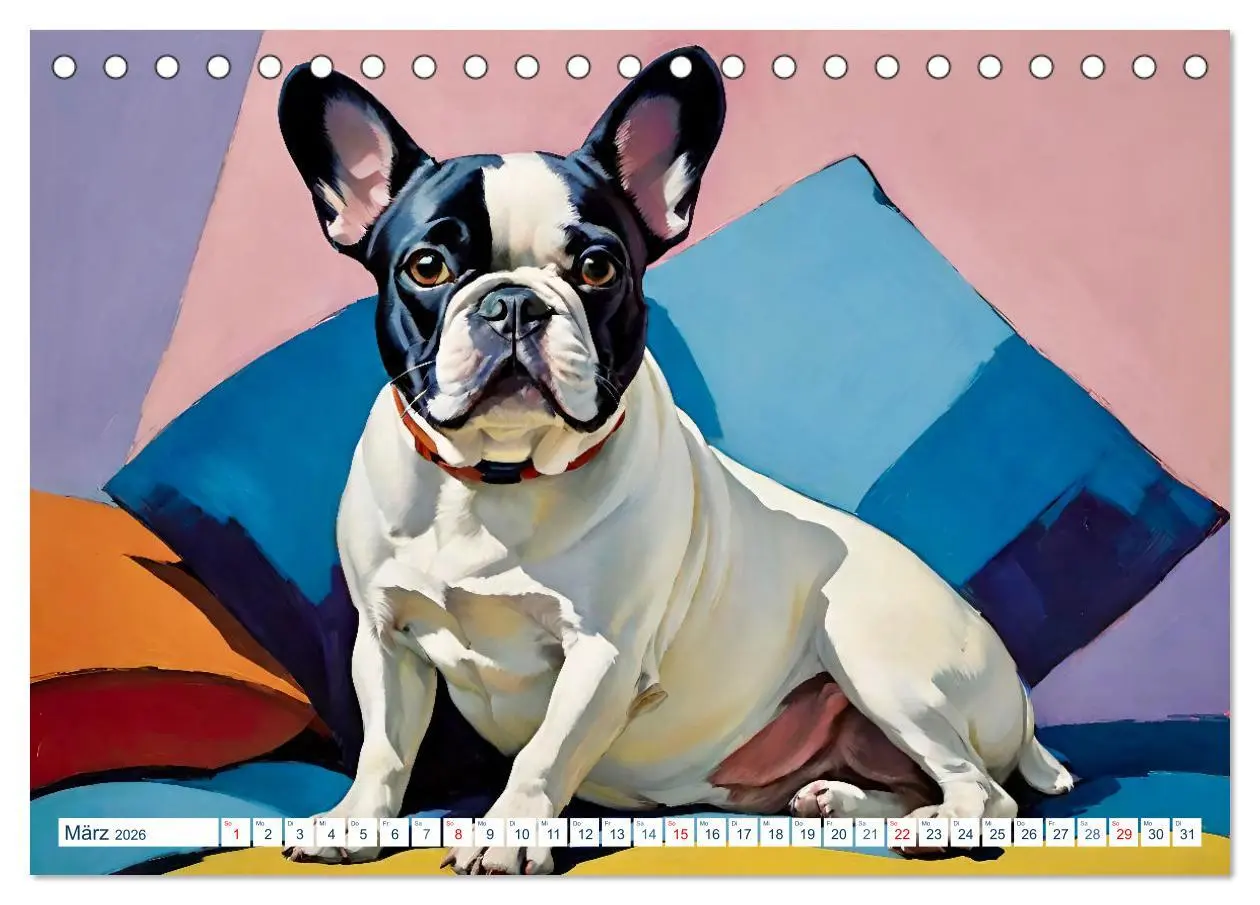 Bild: 9783457264461 | Frenchies (Tischkalender 2026 DIN A5 quer), CALVENDO Monatskalender