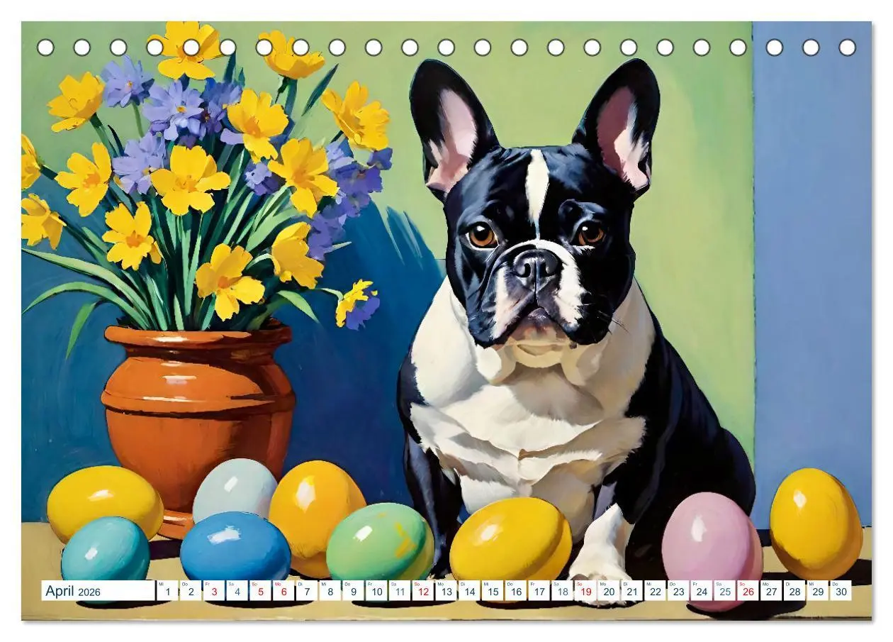 Bild: 9783457264461 | Frenchies (Tischkalender 2026 DIN A5 quer), CALVENDO Monatskalender