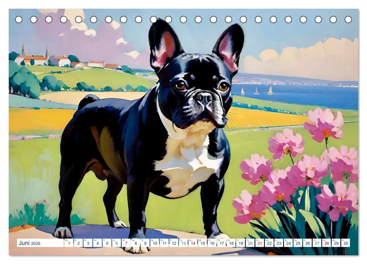 Bild: 9783457264461 | Frenchies (Tischkalender 2026 DIN A5 quer), CALVENDO Monatskalender