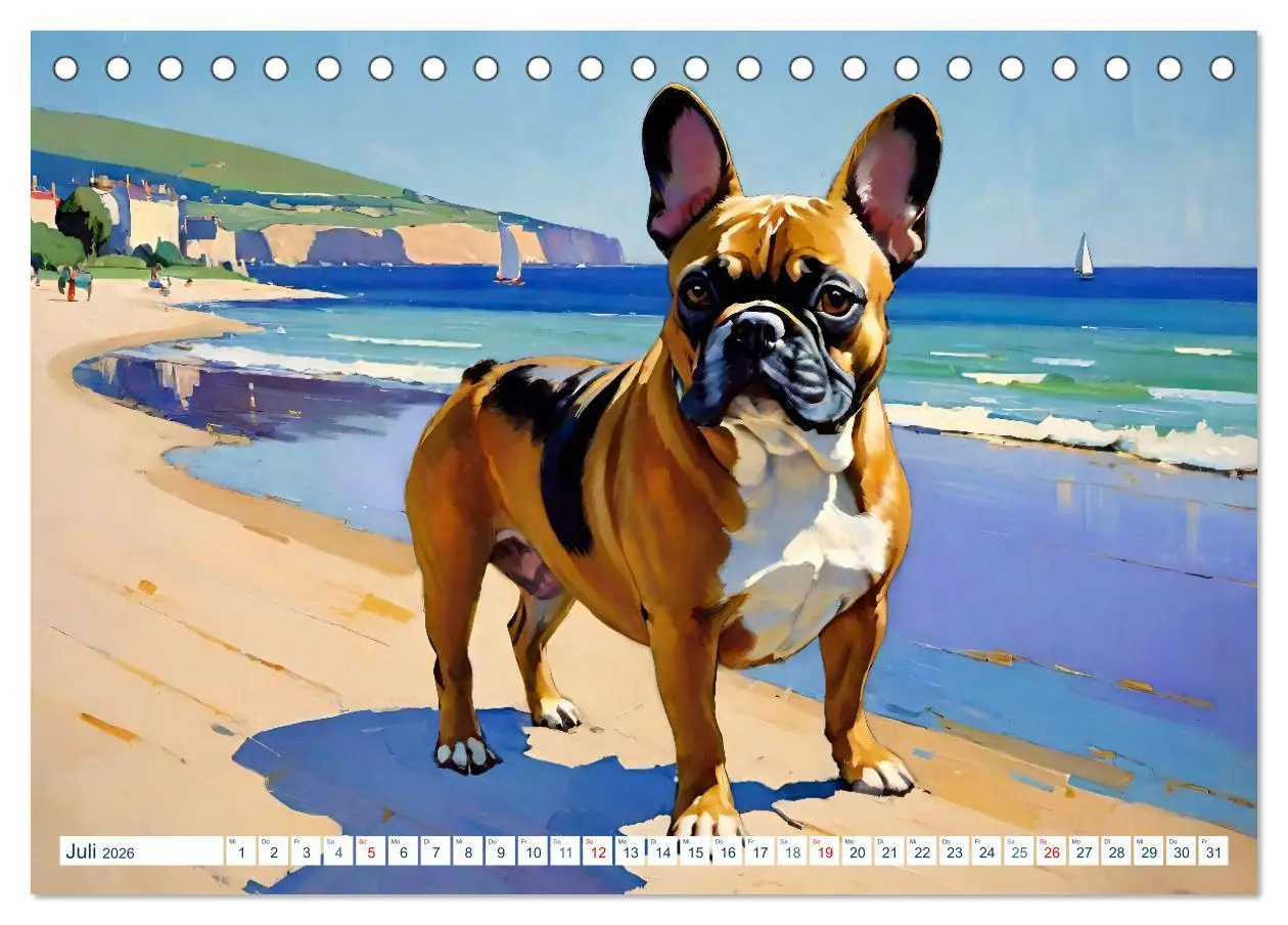Bild: 9783457264461 | Frenchies (Tischkalender 2026 DIN A5 quer), CALVENDO Monatskalender