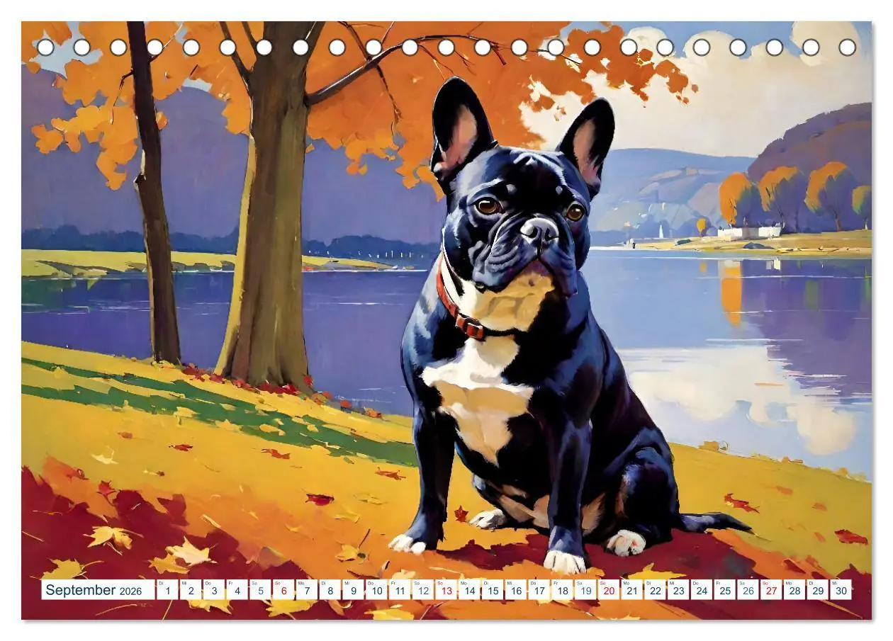 Bild: 9783457264461 | Frenchies (Tischkalender 2026 DIN A5 quer), CALVENDO Monatskalender
