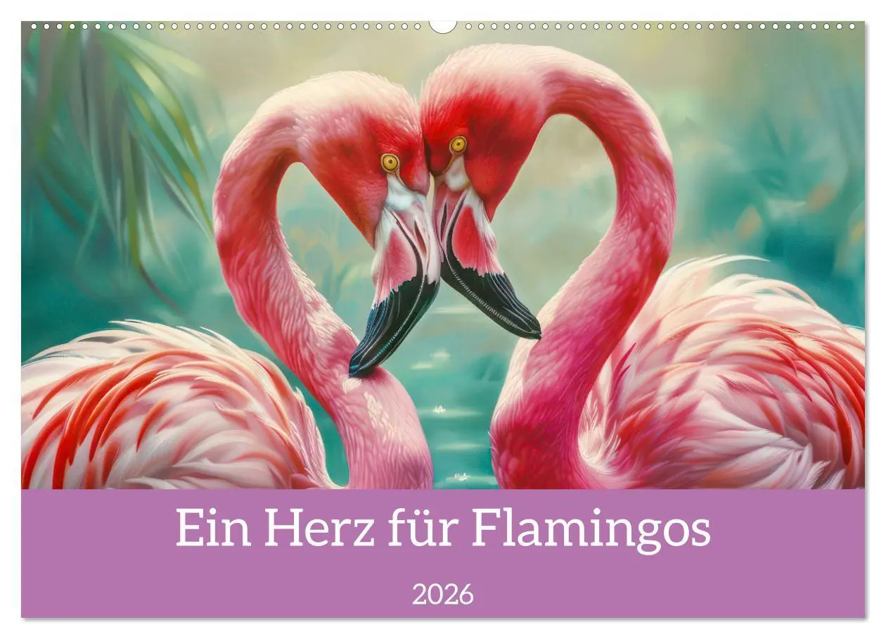 Cover: 9783457404461 | Ein Herz für Flamingos (Wandkalender 2026 DIN A2 quer), CALVENDO...