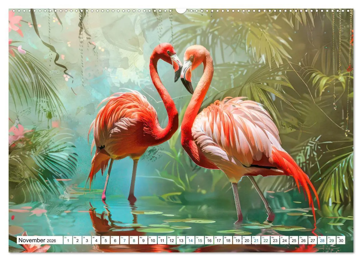 Bild: 9783457404461 | Ein Herz für Flamingos (Wandkalender 2026 DIN A2 quer), CALVENDO...