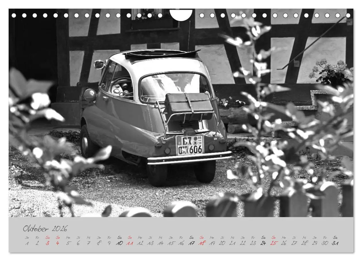 Bild: 9783516044461 | BMW Isetta 300 in schwarzweiß (Wandkalender 2026 DIN A4 quer),...
