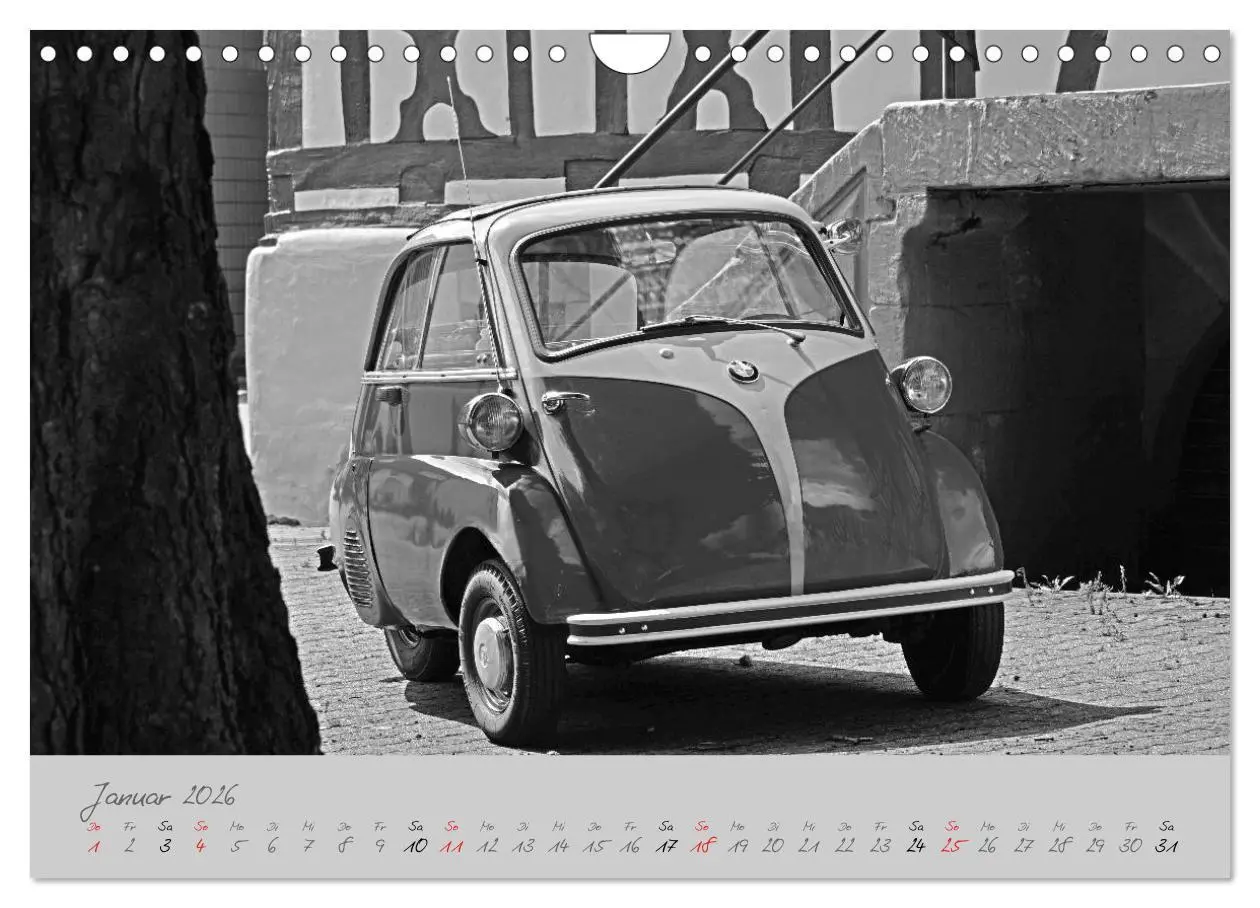 Bild: 9783516044461 | BMW Isetta 300 in schwarzweiß (Wandkalender 2026 DIN A4 quer),...