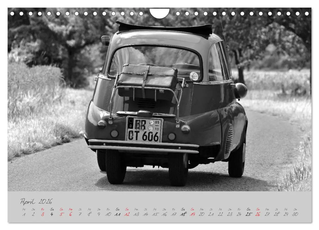 Bild: 9783516044461 | BMW Isetta 300 in schwarzweiß (Wandkalender 2026 DIN A4 quer),...