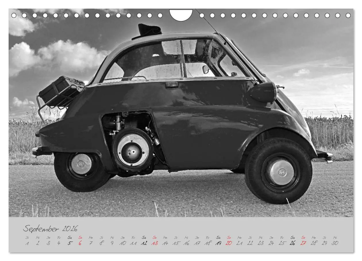 Bild: 9783516044461 | BMW Isetta 300 in schwarzweiß (Wandkalender 2026 DIN A4 quer),...