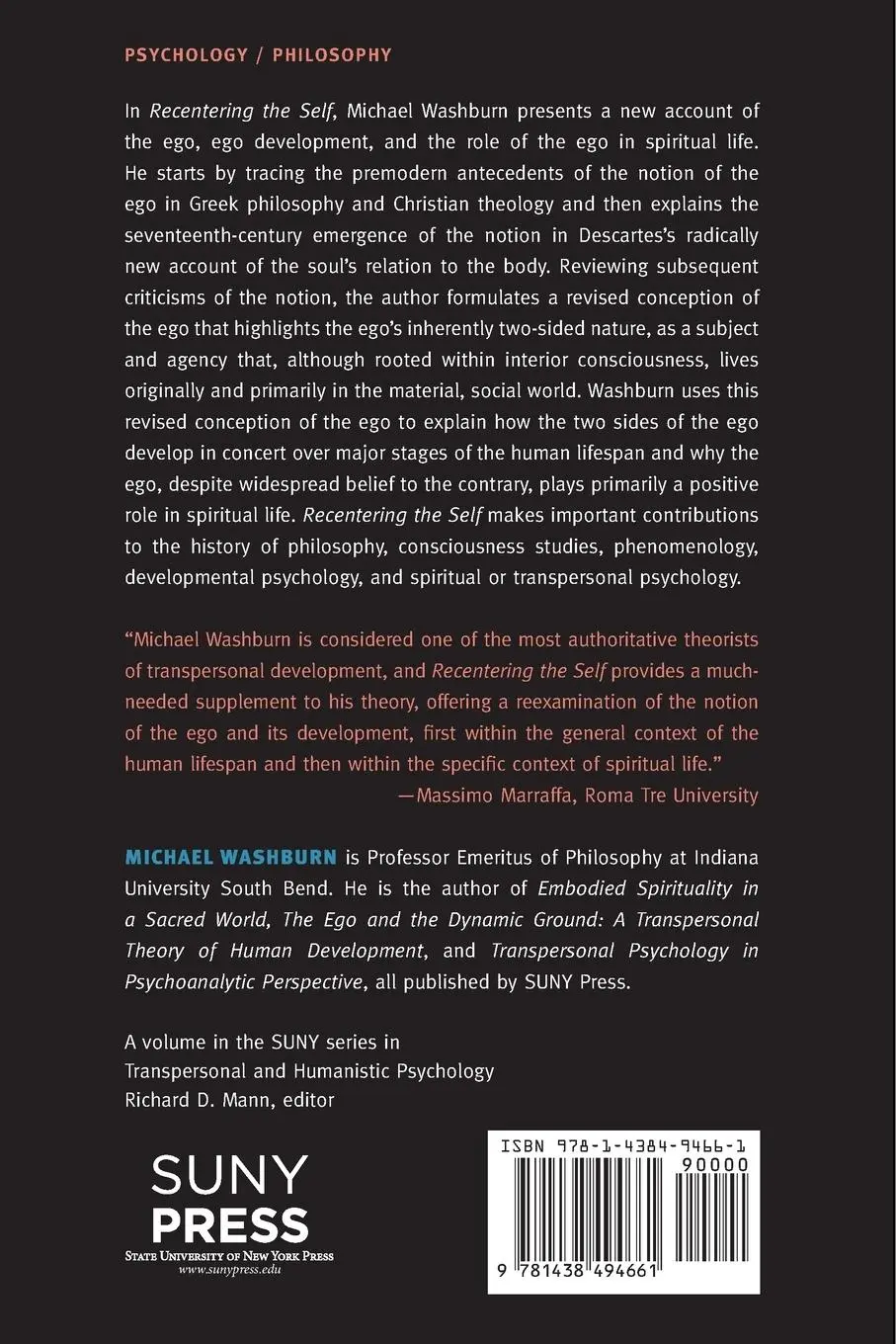 Rückseite: 9781438494661 | Recentering the Self | A Defense of the Ego | Michael Washburn | Buch