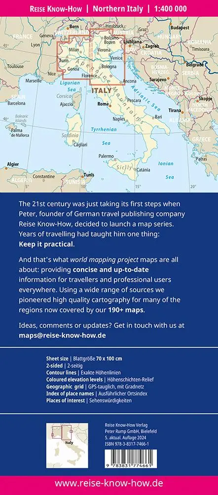 Rückseite: 9783831774661 | Reise Know-How Landkarte Italien, Nord / Northern Italy (1:400.000)