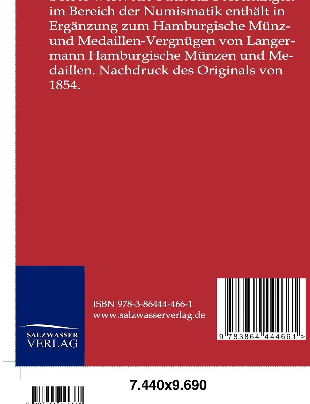 Rückseite: 9783864444661 | Hamburgische Münzen und Medaillen | Otto Christian Gaedechens | Buch