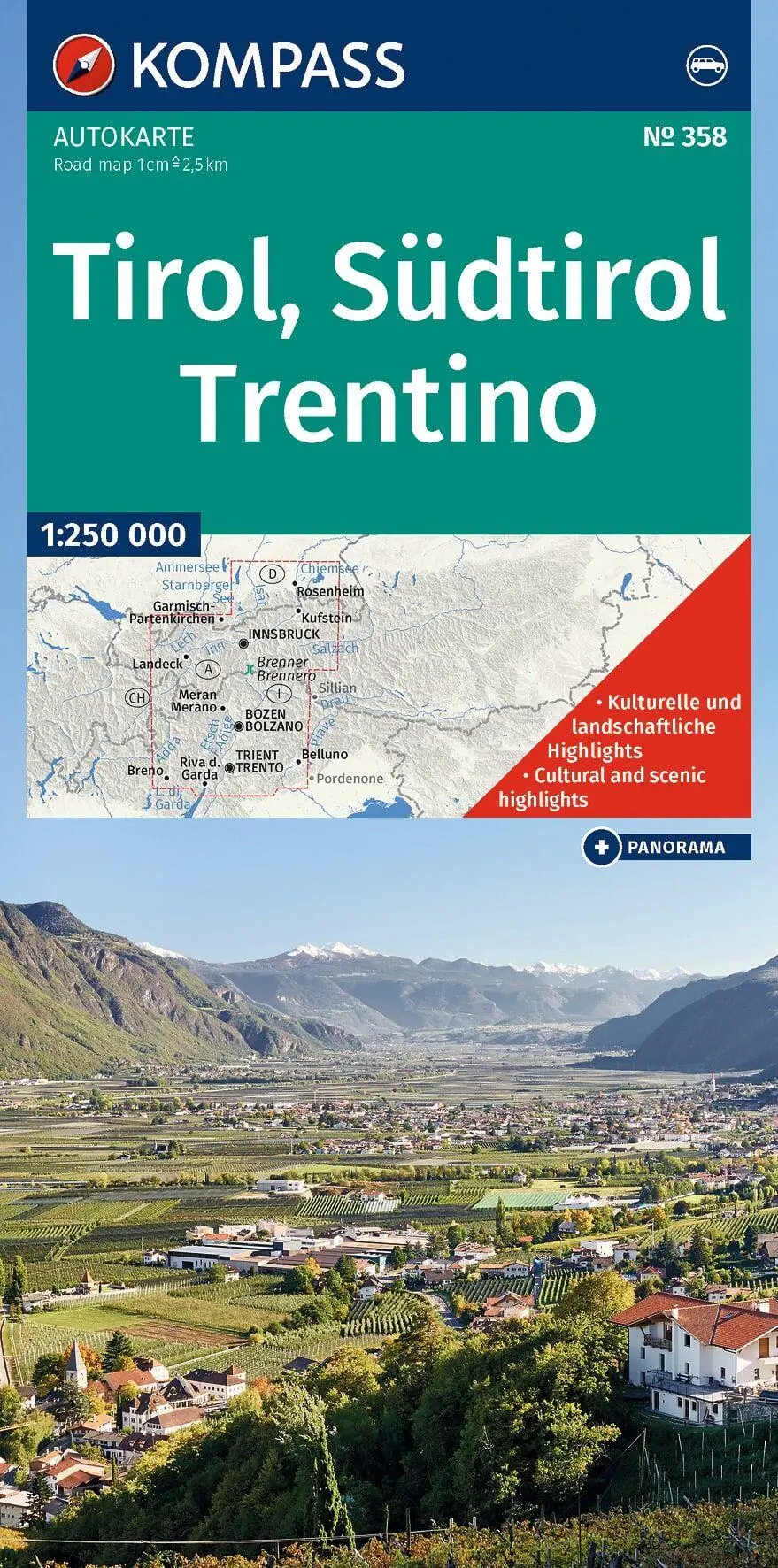 Cover: 9783991544661 | KOMPASS Autokarte Tirol, Südtirol, Trentino/Tirolo, Alto Adige,...