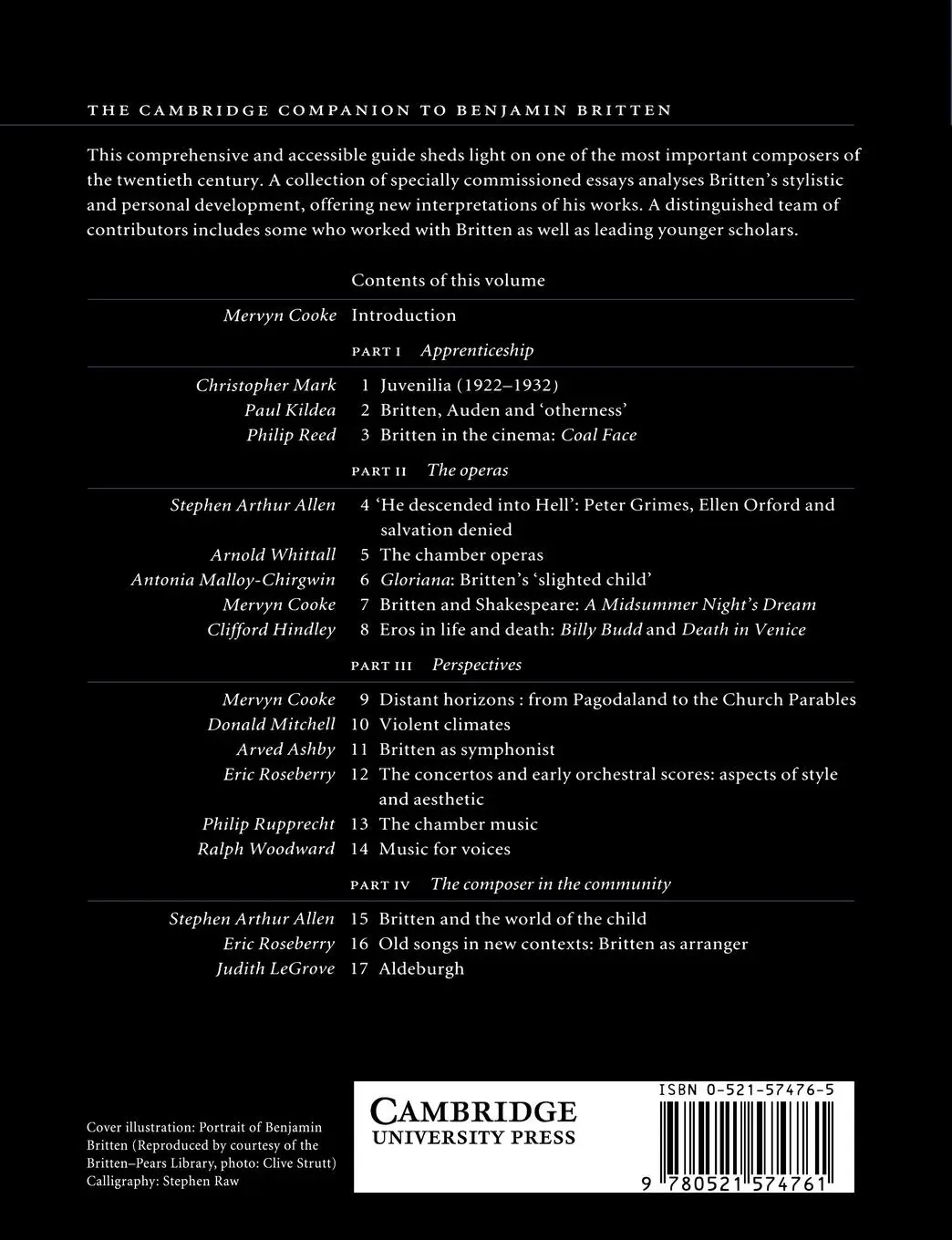 Rückseite: 9780521574761 | The Cambridge Companion to Benjamin Britten | Mervyn Cooke | Buch