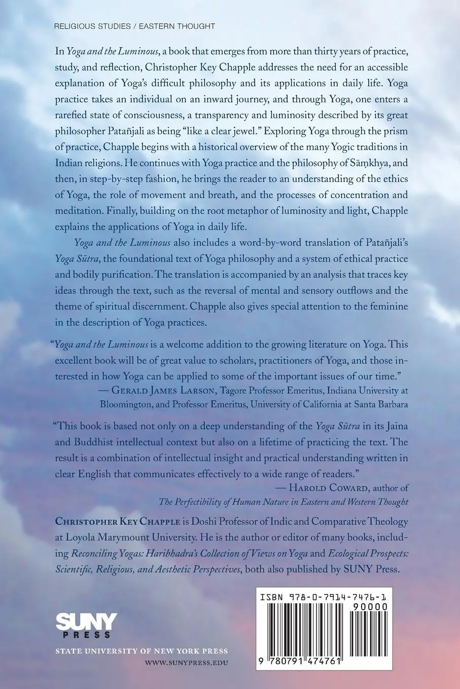 Rückseite: 9780791474761 | Yoga and the Luminous | Patañjali's Spiritual Path to Freedom | Buch