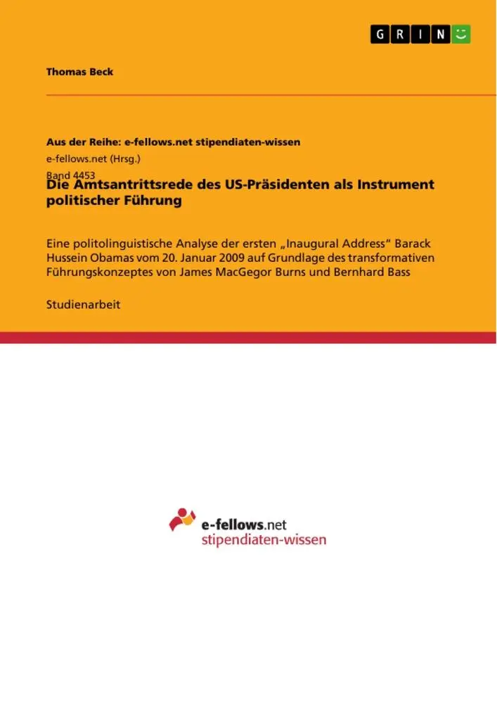 Cover: 9783656224761 | Die Amtsantrittsrede des US-Präsidenten als Instrument politischer...