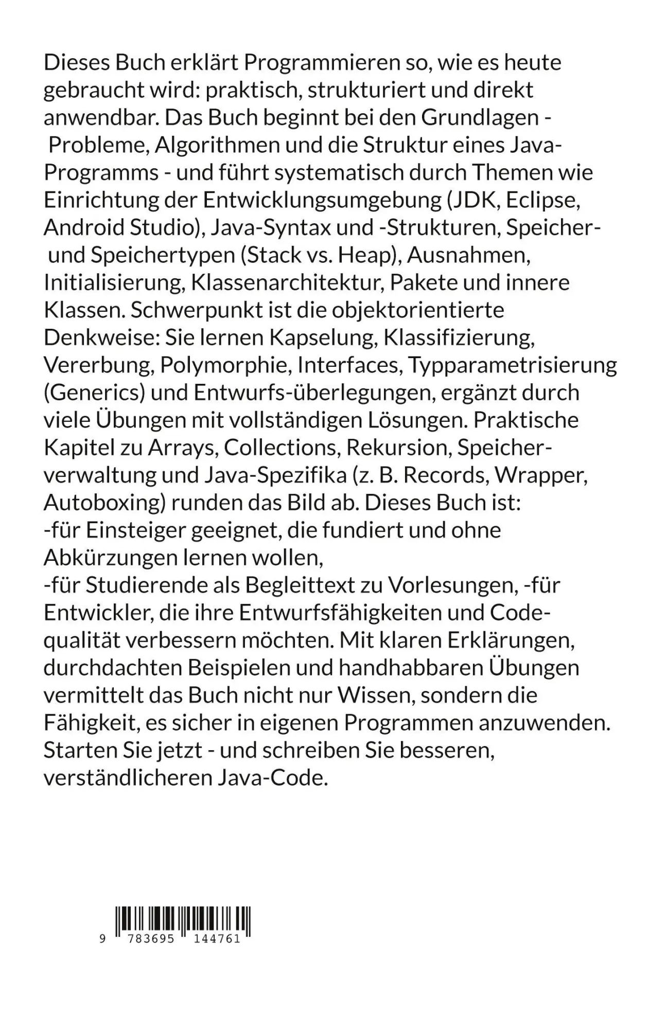 Rückseite: 9783695144761 | Objektorientierte Programmierung in Java | Lucien Sina | Taschenbuch