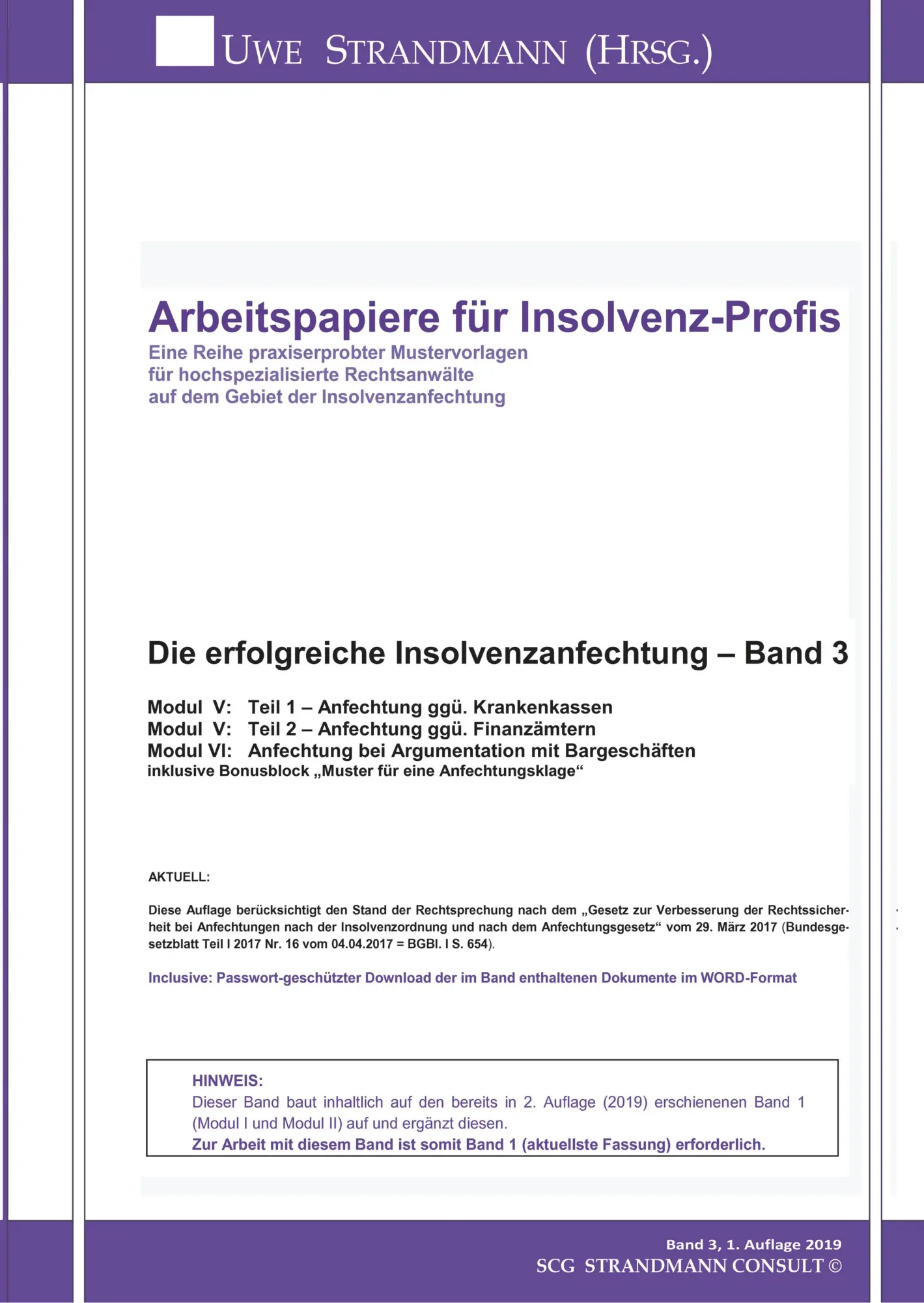 Cover: 9783748224761 | Die erfolgreiche Insolvenzanfechtung ¿ Band 3 | Jens-Uwe Strandmann