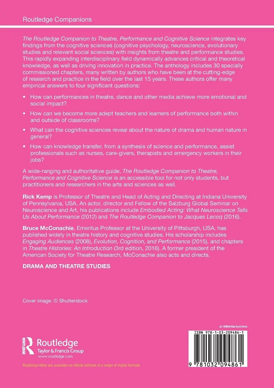 Rückseite: 9781032094861 | The Routledge Companion to Theatre, Performance and Cognitive Science