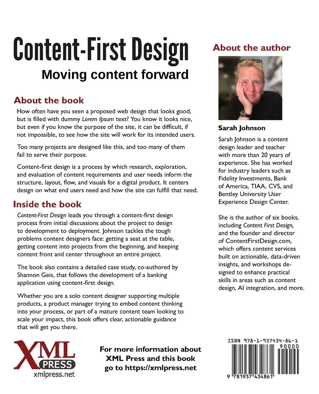 Rückseite: 9781937434861 | Content-First Design | Moving content forward | Sarah Johnson | Buch