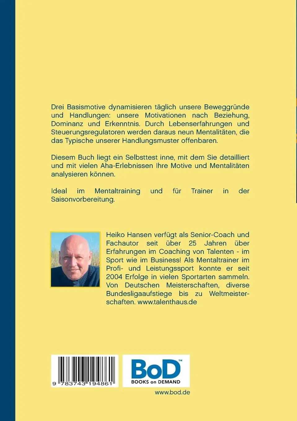 Rückseite: 9783743194861 | Motivdynamiken im SPORT | Heiko Hansen | Taschenbuch | 88 S. | Deutsch