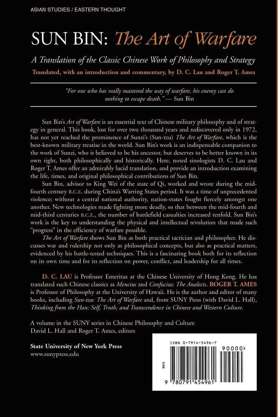 Rückseite: 9780791454961 | Sun Bin | Taschenbuch | Englisch | 2003 | SUNY Press