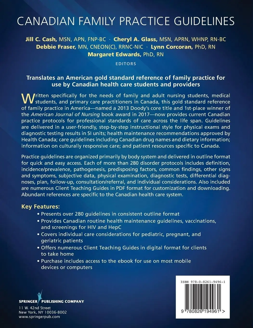 Rückseite: 9780826194961 | Canadian Family Practice Guidelines | Cash (u. a.) | Taschenbuch