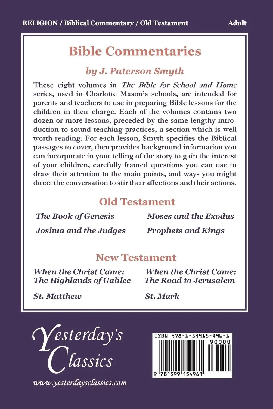 Rückseite: 9781599154961 | Moses and the Exodus (Yesterday's Classics) | J. Paterson Smyth | Buch