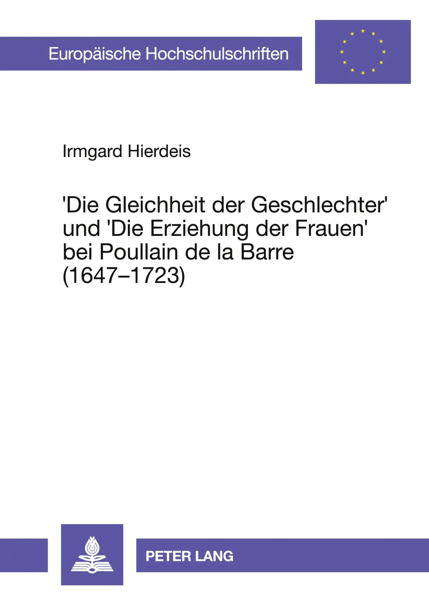 Cover: 9783631454961 | 'Die Gleichheit der Geschlechter' und 'Die Erziehung der Frauen'...