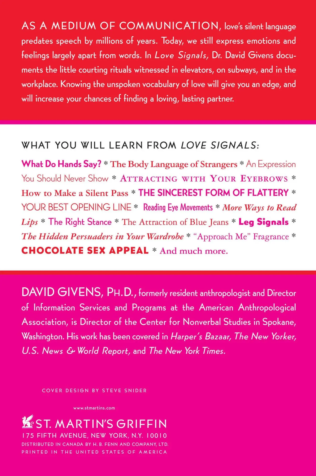 Rückseite: 9780312315061 | Love Signals | David Givens | Taschenbuch | Englisch | 2006