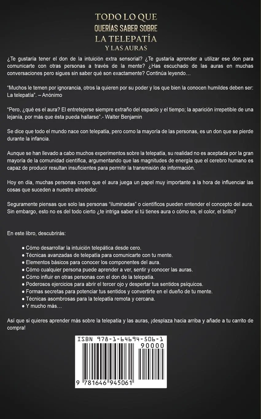 Rückseite: 9781646945061 | Todo lo que Querías Saber Sobre la Telepatía y las Auras | Felix White