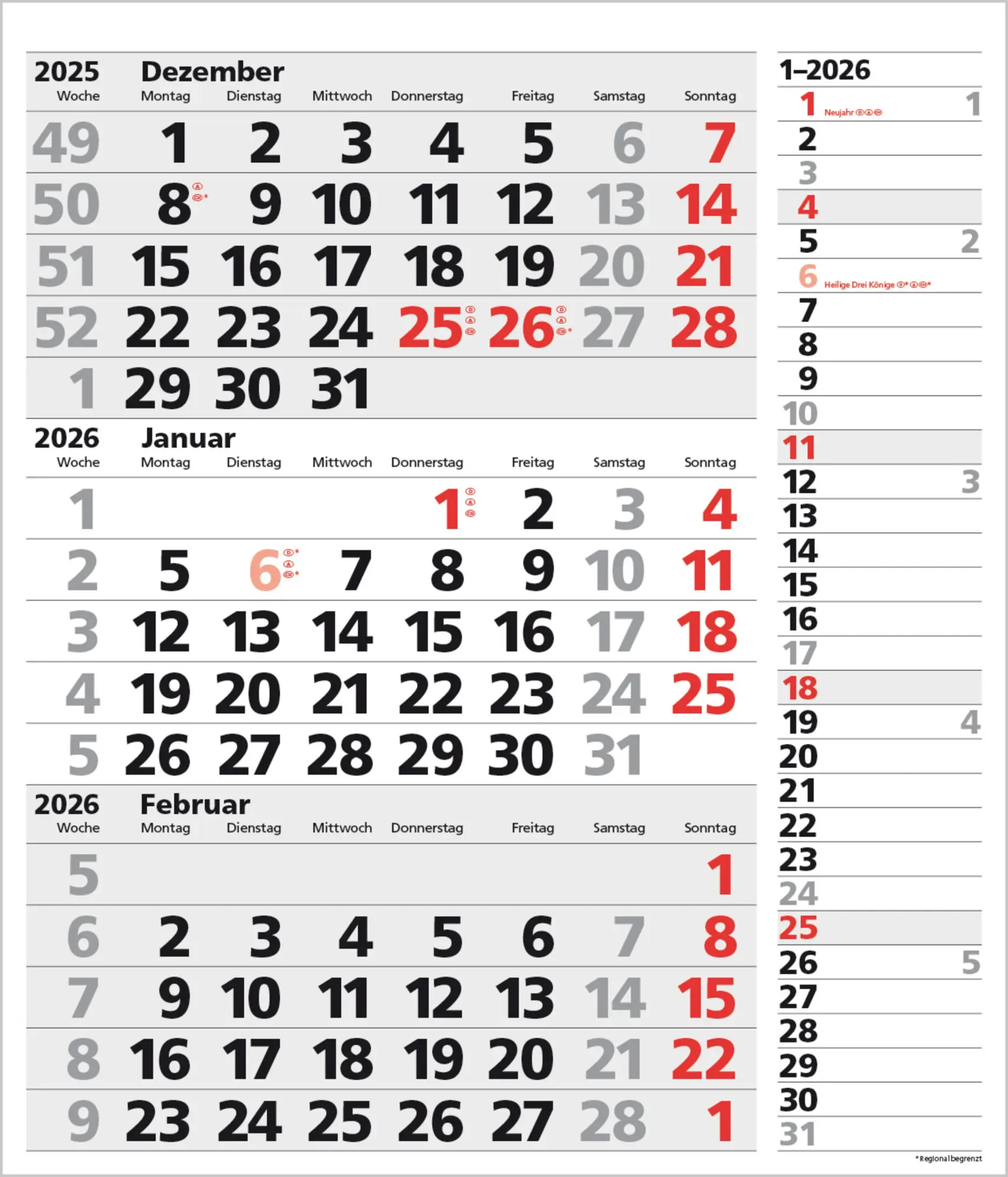 Cover: 9783731885061 | 3-Monats-Planer XL Combi 2026 | Verlag Korsch | Kalender | 12 S.
