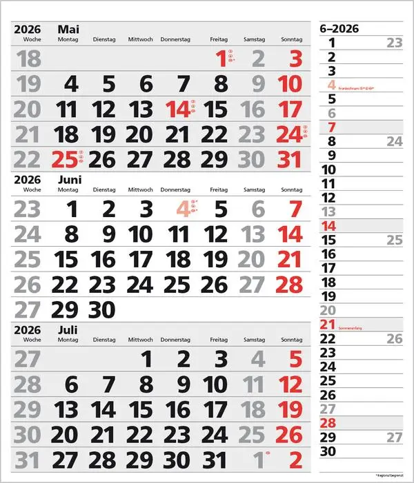 Bild: 9783731885061 | 3-Monats-Planer XL Combi 2026 | Verlag Korsch | Kalender | 12 S.