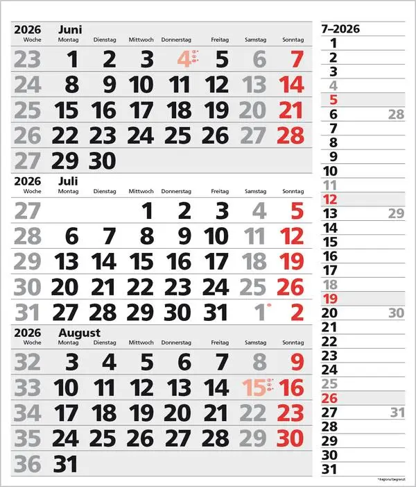 Bild: 9783731885061 | 3-Monats-Planer XL Combi 2026 | Verlag Korsch | Kalender | 12 S.